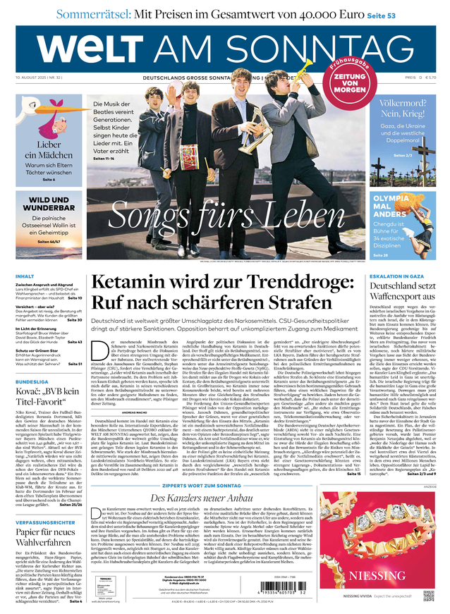 WELT AM SONNTAG Frühausgabe am Samstag