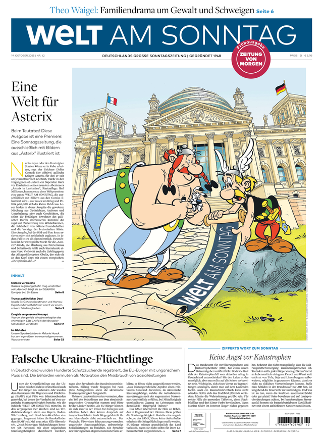 WELT AM SONNTAG Frühausgabe am Samstag