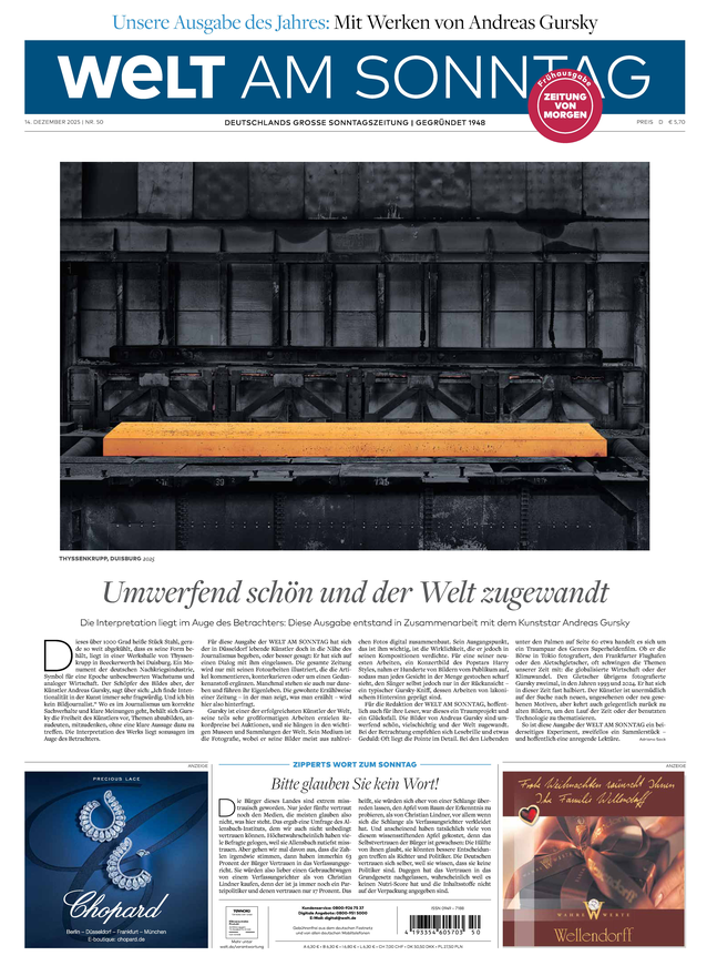 WELT AM SONNTAG Frühausgabe am Samstag