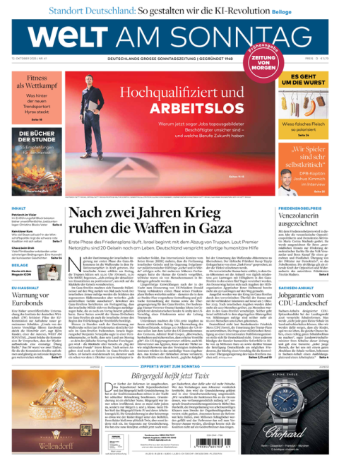 WELT AM SONNTAG Frühausgabe + WELTplus Premium