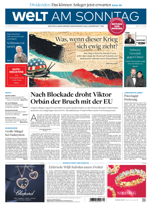 WELT AM SONNTAG Fr&uuml;hausgabe + WELTplus Premium