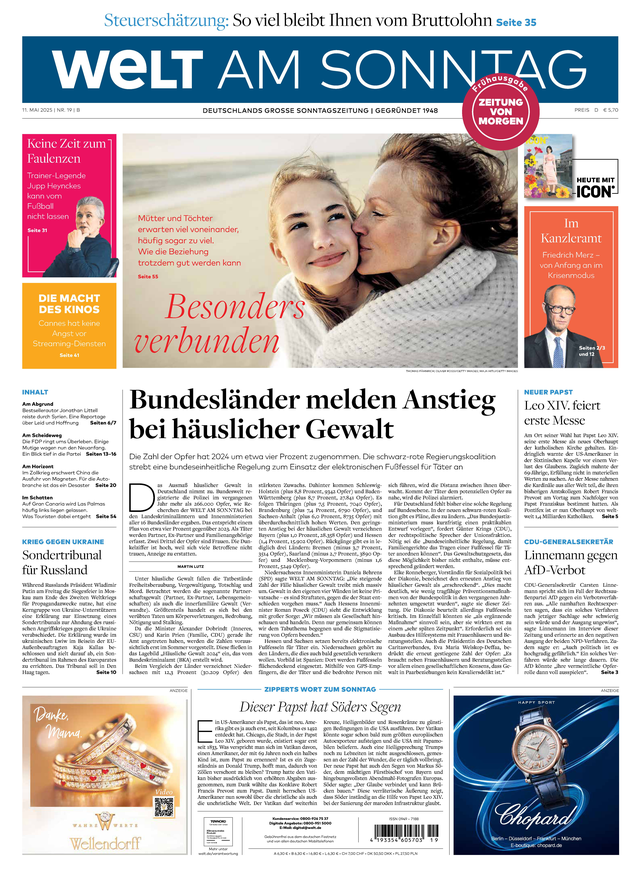 WELT AM SONNTAG Frühausgabe am Samstag